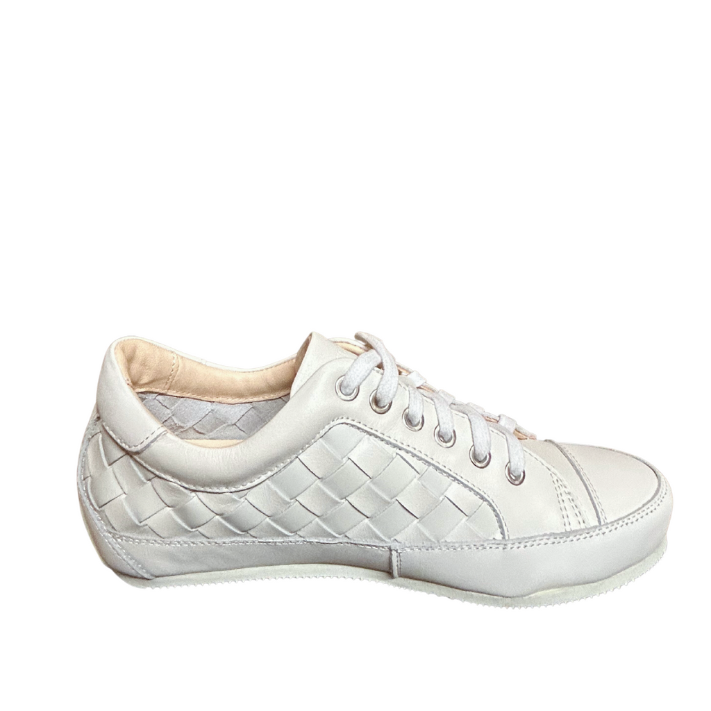 L'Ecologica Vitello Woven Sneaker, White