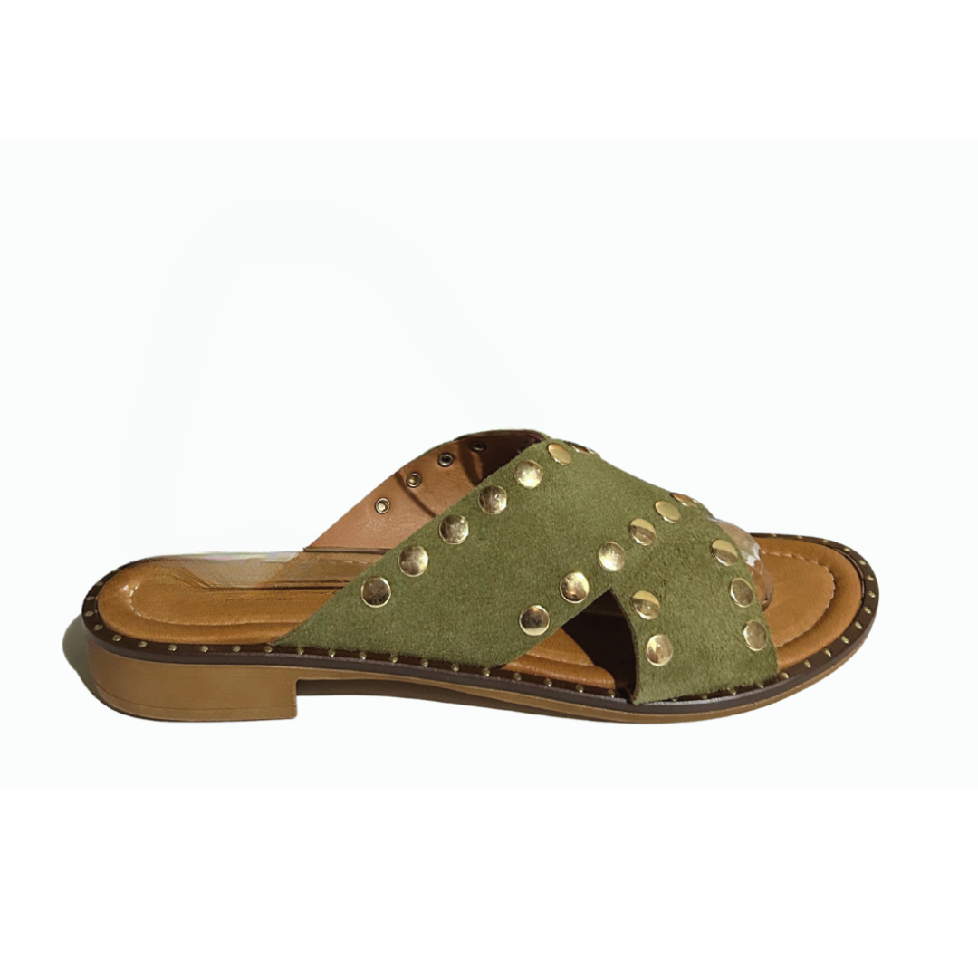 Donna Lucca Olive Studded Sandal