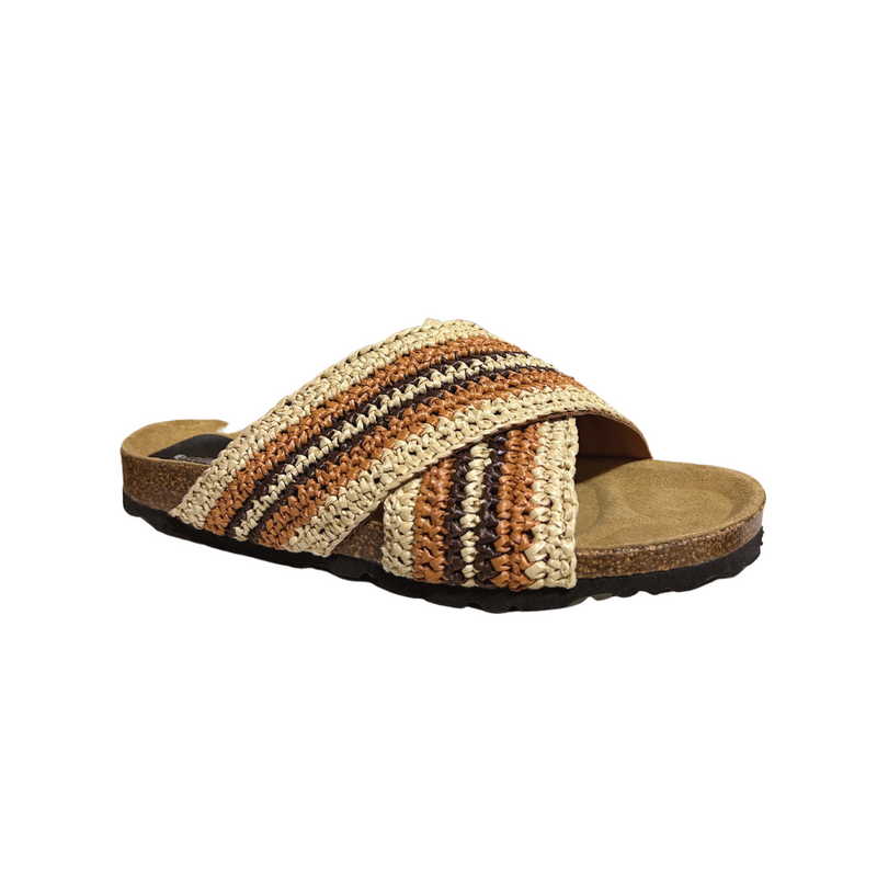 Estilo Emporio Bask Slide, Tan / Chocolate