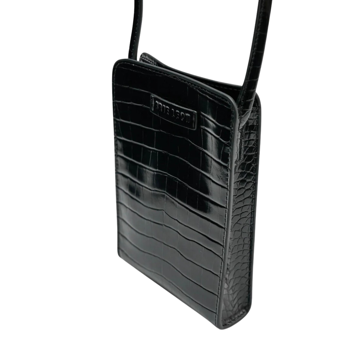 Paloma Bag in Black Brushed Croc