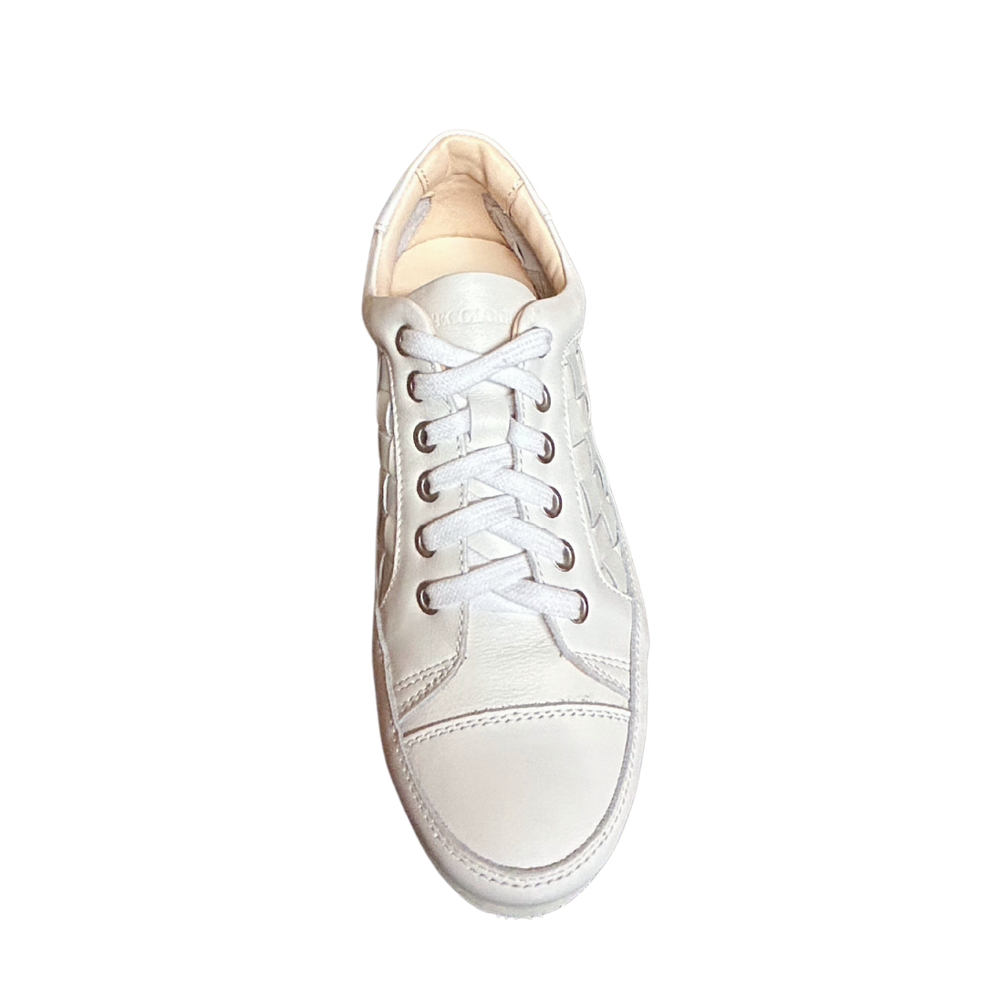 L'Ecologica Vitello Woven Sneaker, White