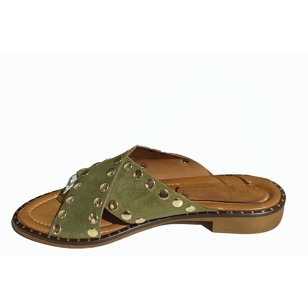 Donna Lucca Olive Studded Sandal