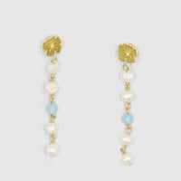 Brie Leon Marie Pearl Drop Earrings GOLD/SKY