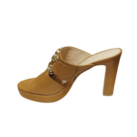 Zinda Tan Pump with Gold Buckle Detail