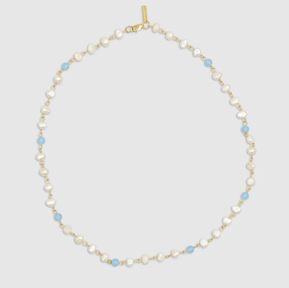 Brie Leon Marie Pearl Choker GOLD/SKY BLUE