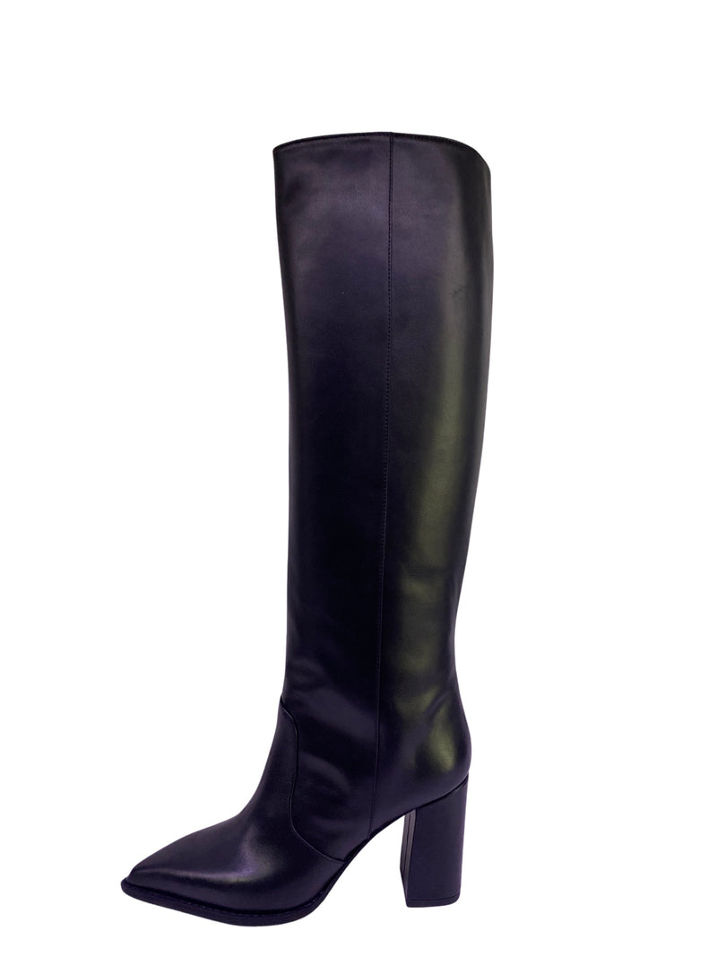 Fucsia Long Black Leather Boot