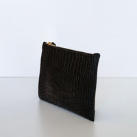 Vash Cleo Clutch Black Croc Suede