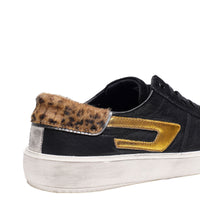 Diesel S-Mydori LL Black Leather Suede Sneakers