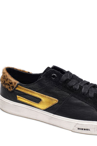 Diesel S-Mydori LL Black Leather Suede Sneakers