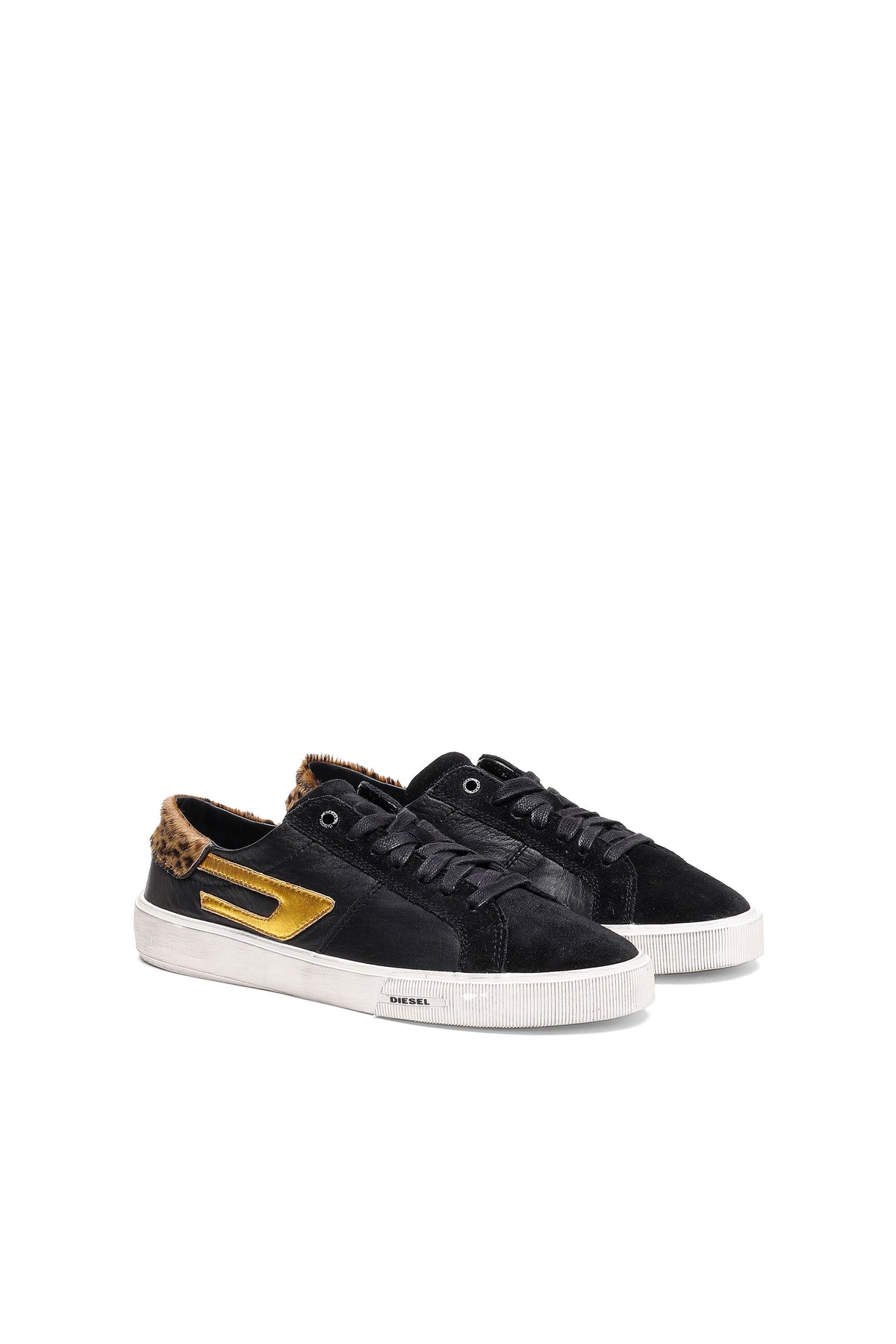 Diesel S-Mydori LL Black Leather Suede Sneakers
